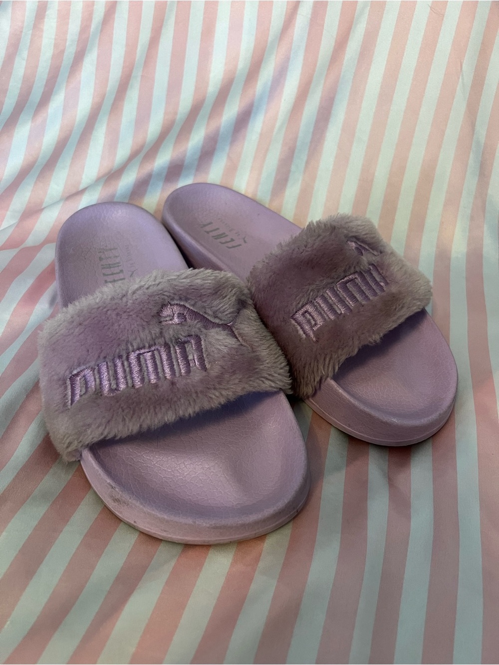 Puma Lavender Plush Slide Sandals